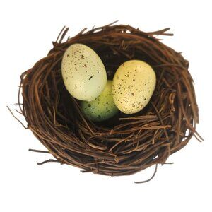 Small 3" Decorative Bird Nest With 3 Faux Speckled Eggs For Crafting & DIY Decor